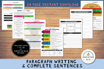Preview of Paragraph & Essay Writing/ Complete Sentence Practice