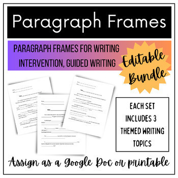 Preview of Paragraph Frames using Sentence Stems- Guided Writing, Intervention, Special ED