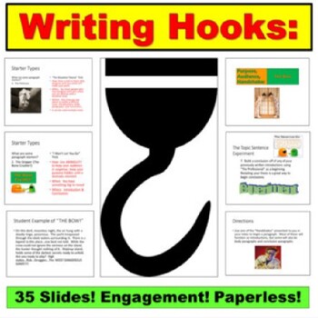 Preview of Writing Hooks Lesson: PowerPoint, Google Slides