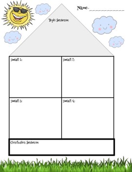 Preview of Paragraph House Graphic Organizer for Expository Writing or  Reports