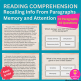 Paragraph Level Reading Comprehension - Memory & Recall - 