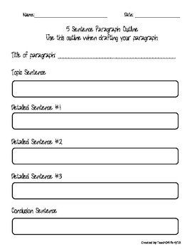 Paragraph Outline- Drafting by Teach 04 Life | Teachers Pay Teachers