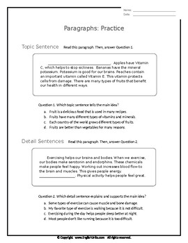 Preview of Paragraph Worksheet (Editable) - Choose the Sentence + Write a Paragraph