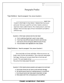 Preview of Paragraph Worksheet - Choose the Sentence + Write a Paragraph