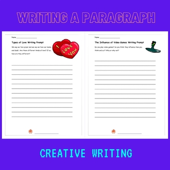 Preview of Paragraph writing topics to Writing about