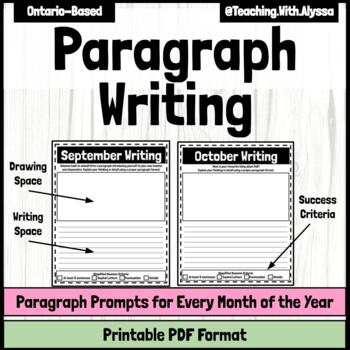 Paragraph Prompts for the Year | Paragraph Writing Practice Task | PDF