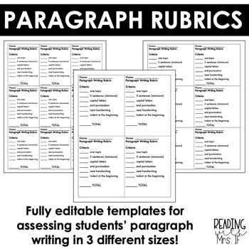 Preview of Paragraph Rubric Freebie