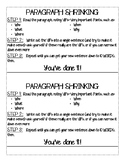 Paragraph Shrinking Steps Cue Card Bookmark