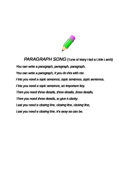 Preview of Paragraph Song