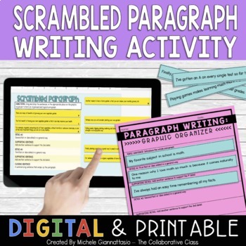 Preview of Paragraph Writing Activity | Scrambled Paragraph Structure | Print + Digital