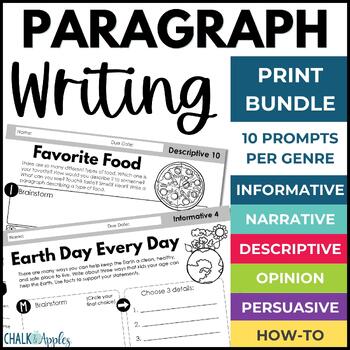 Preview of Paragraph Writing Bundle Weekly Writing Prompts for a Full Year - PRINT VERSION