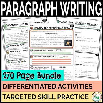 Preview of Paragraph Writing Differentiated Topic & Concluding Sentence, Supporting Details