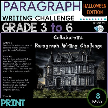 Preview of Paragraph Writing Challenge Halloween