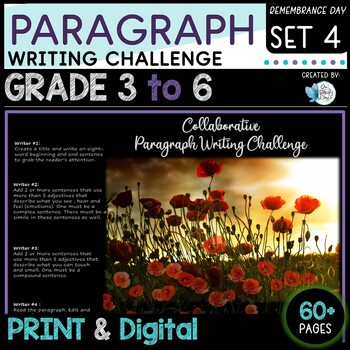 Preview of Paragraph Writing Challenge Set 4 Remembrance Day