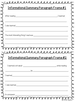 Paragraph Writing Frames (Summarizing Edition) by Mind Sparks | TpT