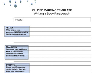 Preview of Paragraph Writing Guide and Template