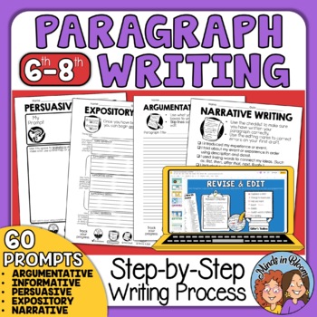 Preview of Paragraph Writing How to Write a Paragraph of the Week Grades 6-8 with Digital
