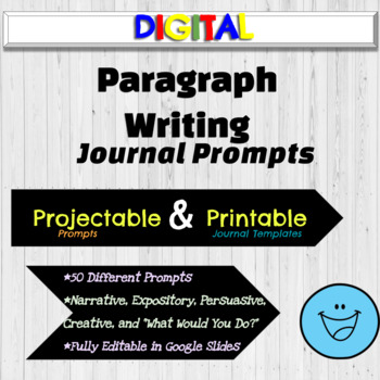 Preview of Paragraph Writing Journal Prompts - Upper Elementary & Middle - *Fully Editable*