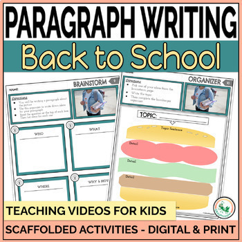 Preview of Paragraph Writing Outline Back to School Paragraph Writing Prompts & Template