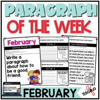 Preview of FEBRUARY Paragraph Writing Worksheets, Printables, 2nd 3rd Grade