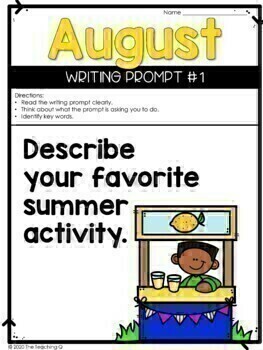 Paragraph Writing Prompts for AUGUST (Google Slides for Distance Learning)