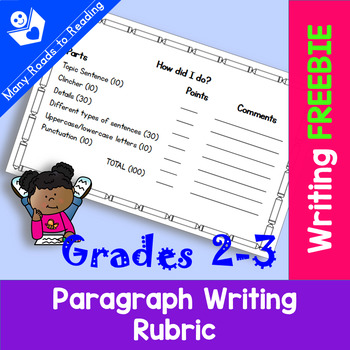 Preview of Paragraph Writing Rubric FREEBIE Grades 2-3