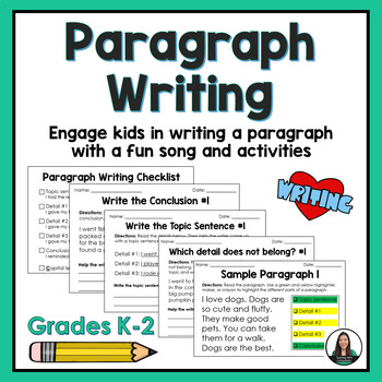 Preview of Paragraph Writing | Printable Activities and Song for Grades K-2