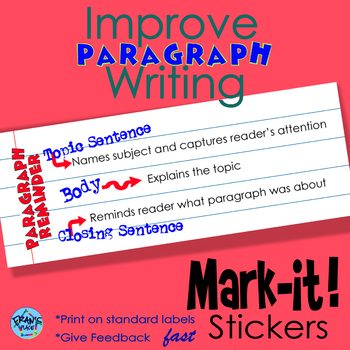Preview of Paragraph Writing Sticker for Writing Assessment
