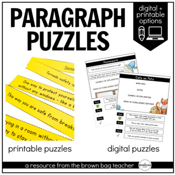 Preview of Paragraph Writing & Structure Puzzles: 1st & 2nd Grade Paragraph Writing Outline
