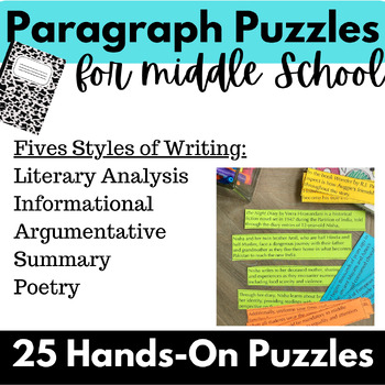Preview of Paragraph Writing & Structure Puzzles for Middle School - Paragraph Outlines