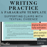 Paragraph Writing Template - Practice w/ Claims & Evidence