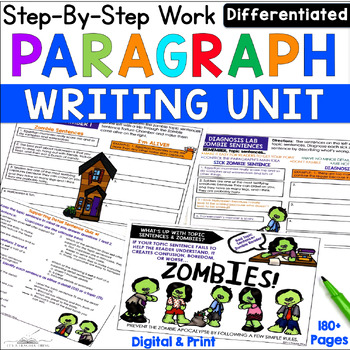 Preview of Paragraph Writing Unit & Paragraph Graphic Organizers - How to Write a Paragraph