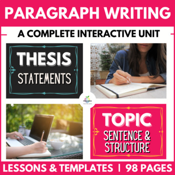 Preview of Paragraph Writing Unit | Thesis Statements | Topic & Content Sentence Structure