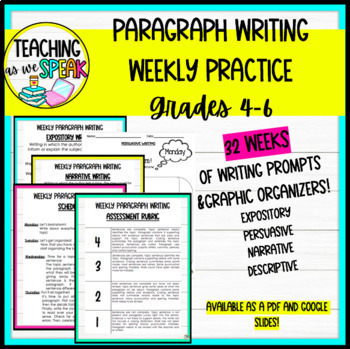 Preview of Paragraph Writing | Weekly Paragraph Writing Practice | PDF & Google Slides!