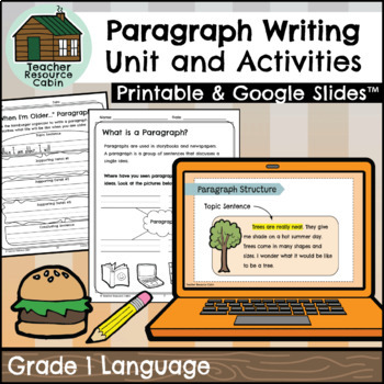 Preview of Grade 1 Paragraph Writing Unit (Printable + Google Slides™)