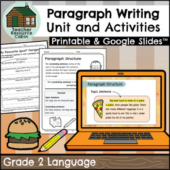 Preview of Grade 2 Paragraph Writing Unit (Printable + Google Slides™)