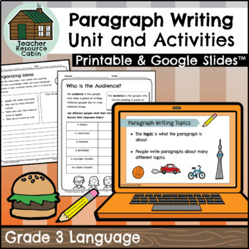 Preview of Grade 3 Paragraph Writing Unit (Printable + Google Slides™)