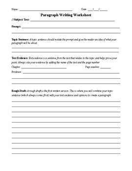 Preview of Paragraph Writing Worksheet