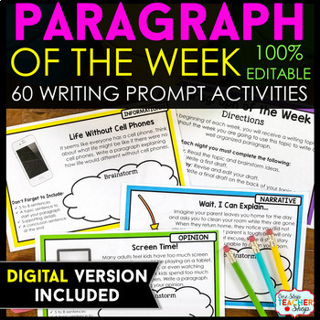 Preview of Paragraph of the Week - Writing Prompts for Paragraph Writing & Editing Practice