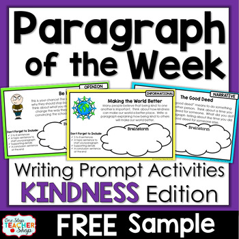 Preview of Paragraph of the Week - Paragraph Writing Practice KINDNESS Edition - FREE