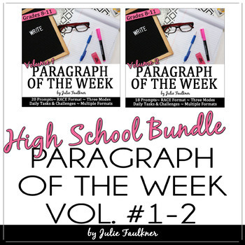 Preview of Paragraph of the Week Prompts, HS BUNDLE, Printable and Digital
