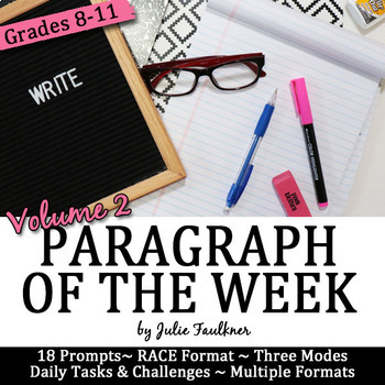 Preview of Paragraph of the Week Writing Prompts, High School Set 2, Traditional & Digital