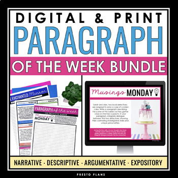 Preview of Paragraph of the Week - Writing Bell Ringers for English - Digital Print Bundle