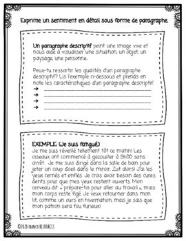 Paragraph writing en Français | Paragraphe descriptif by Franco Resources