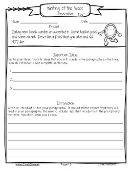 Writing of the Week Freebie! by ChalkStar | TPT