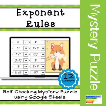 Preview of Exponent Rules: Self Checking Mystery Picture