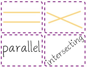 Preview of Parallel, Intersecting, and Perpendicular Lines flash cards/matching game