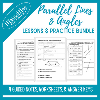 Preview of Parallel Lines & Angles Notes & Worksheets Bundle - 4 lessons