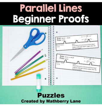 Preview of Parallel Lines Beginner Proof Puzzles Transversal Lines Geometry Printable
