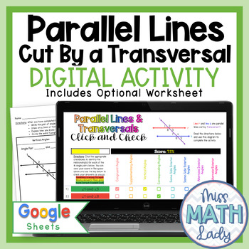 Preview of Parallel Lines Cut By A Transversal Angle Pairs Digital Activity and Worksheet